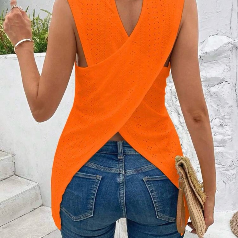 SHEIN Orange Asymmetrical Tank Top
